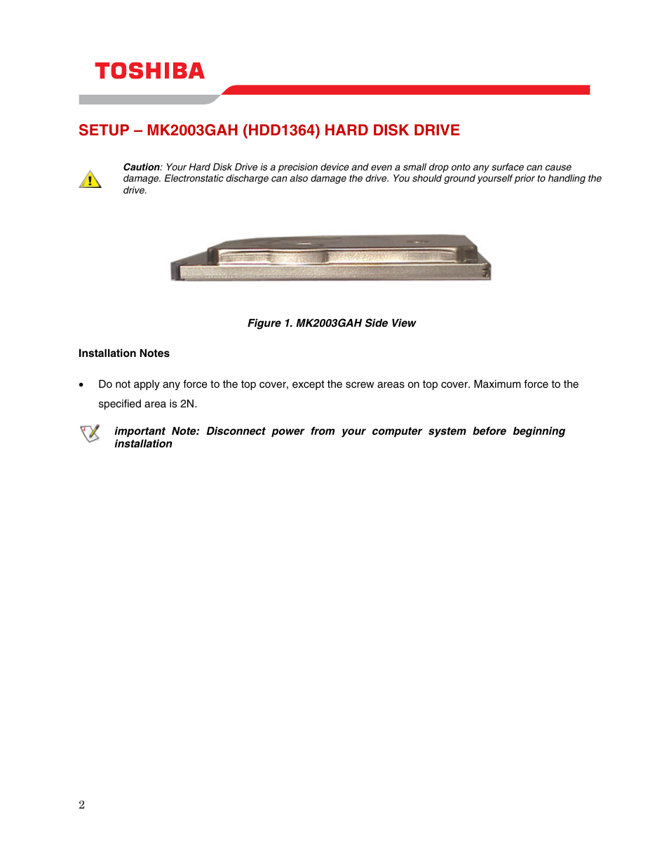 Setup – mk2003gah (hdd1364) hard disk drive | Toshiba MK2003GAH User Manual | Page 4 / 9