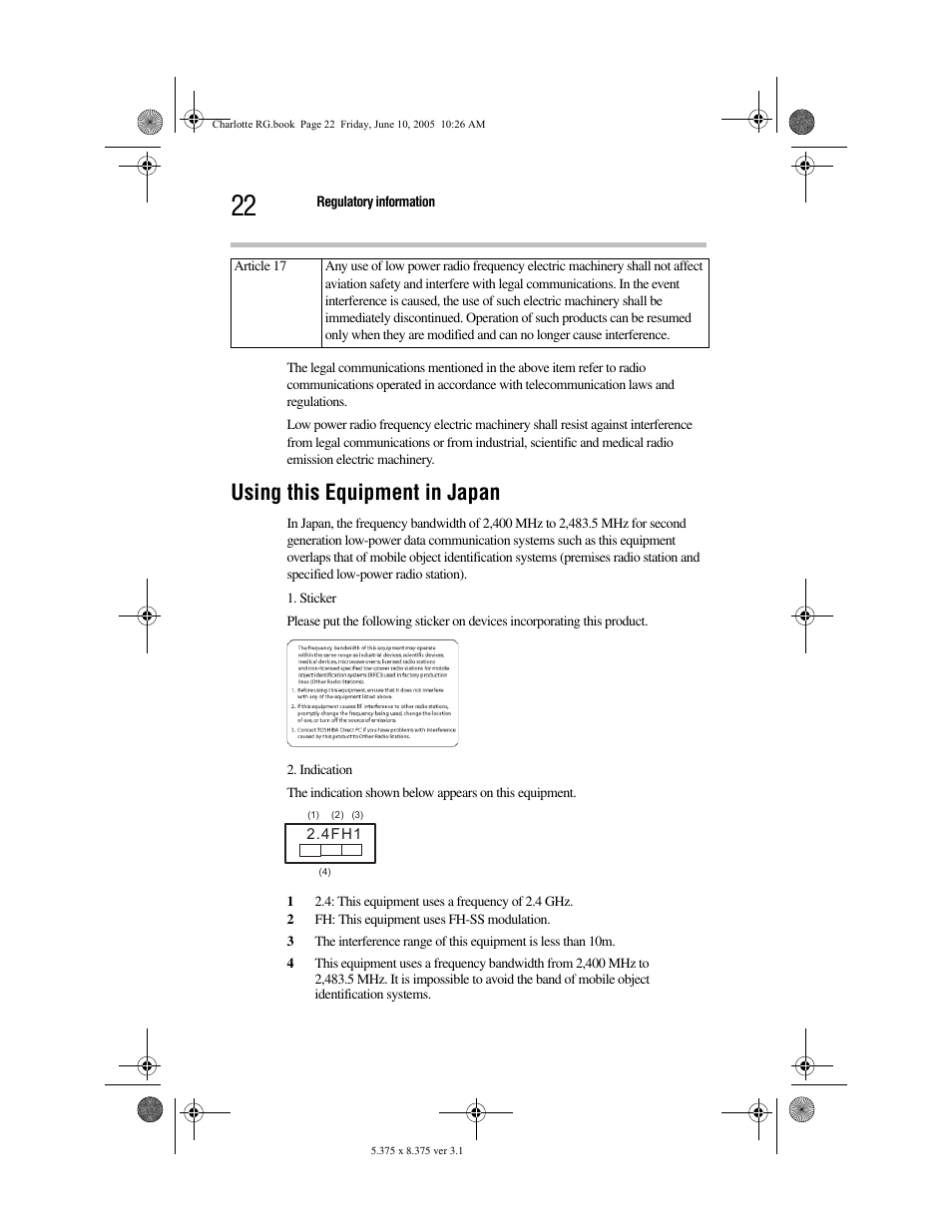 Using this equipment in japan | Toshiba PDR-M60 User Manual | Page 22 / 64