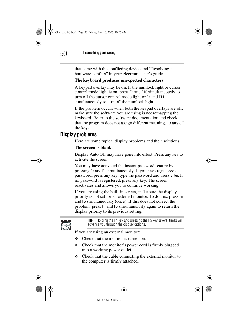 Display problems | Toshiba PDR-M60 User Manual | Page 50 / 64