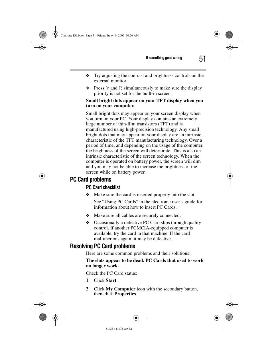 Pc card problems, Resolving pc card problems | Toshiba PDR-M60 User Manual | Page 51 / 64