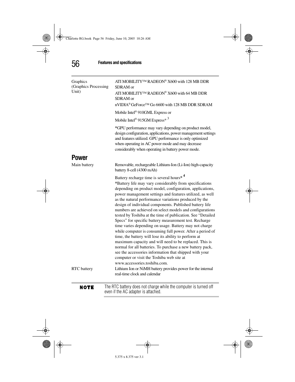 Power | Toshiba PDR-M60 User Manual | Page 56 / 64