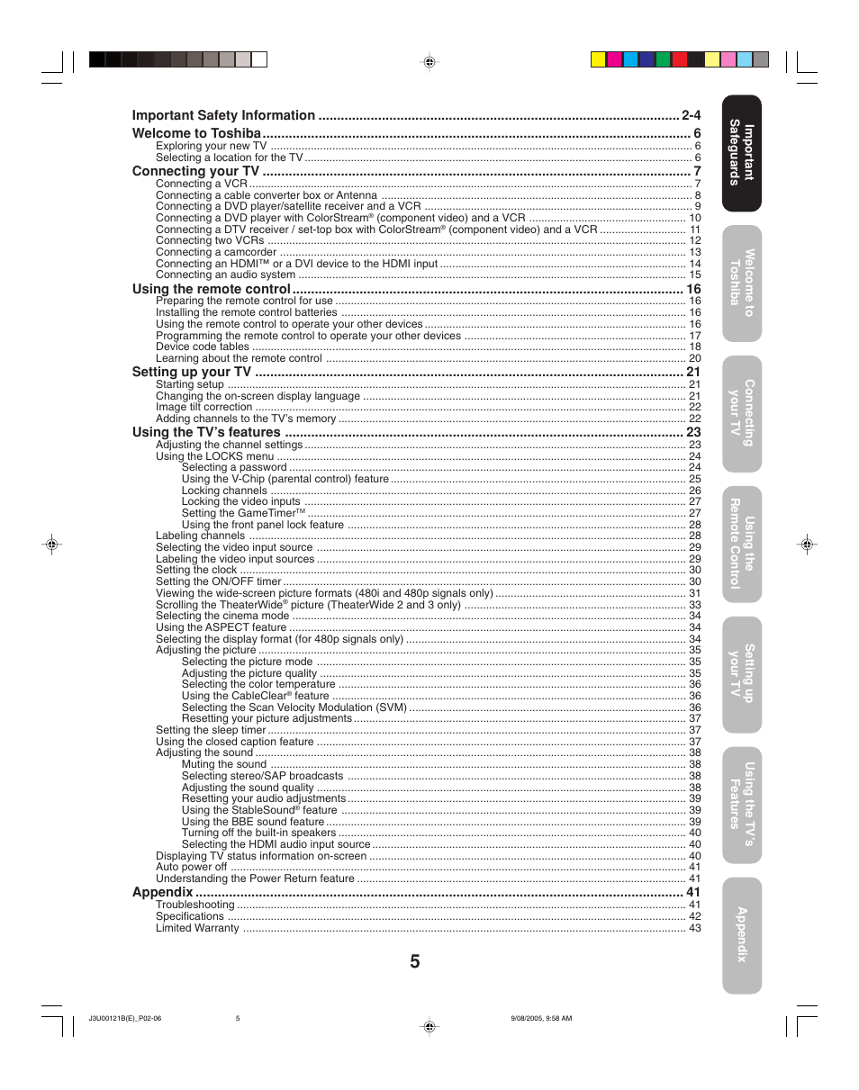 Toshiba 34HF85 User Manual | Page 5 / 44