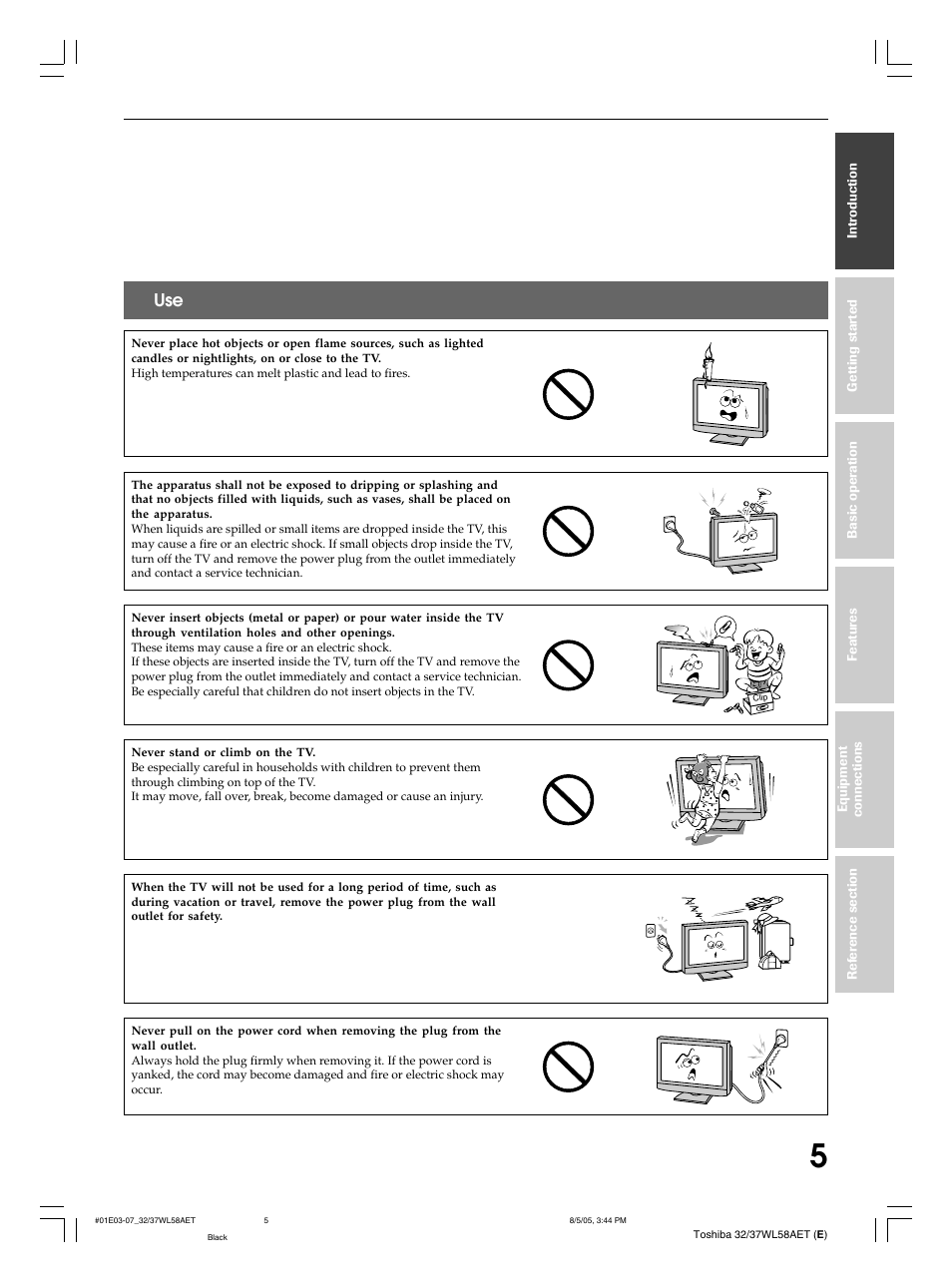 Toshiba 32WL58E User Manual | Page 5 / 56