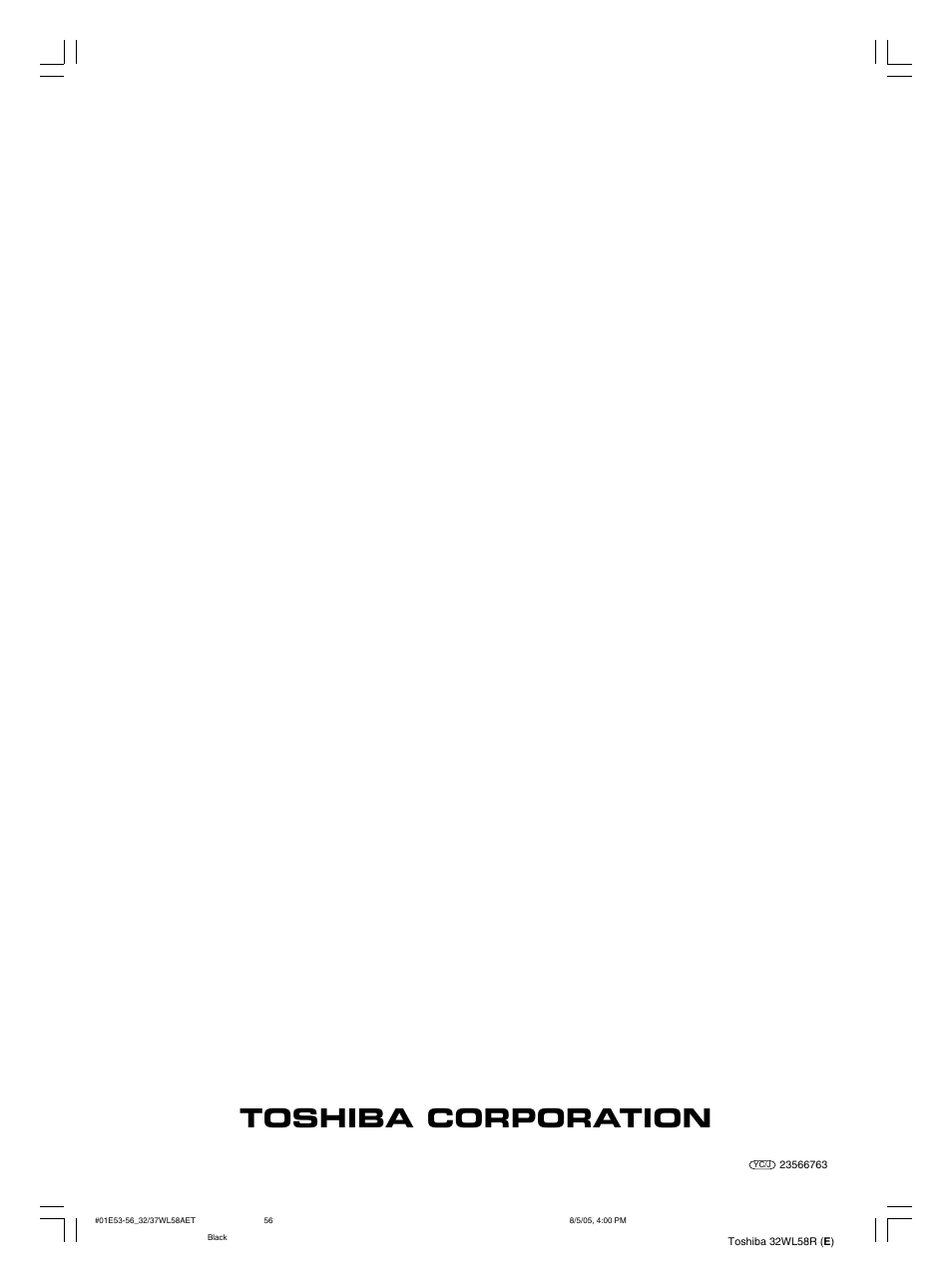 Toshiba corporation | Toshiba 32WL58E User Manual | Page 56 / 56