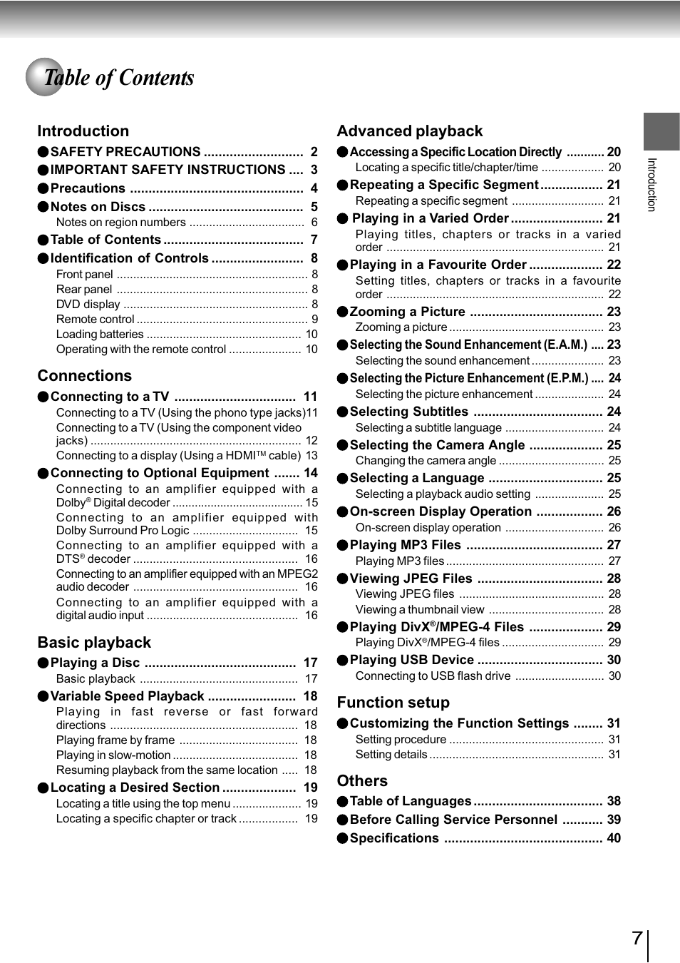 Toshiba SD-890KY User Manual | Page 7 / 40