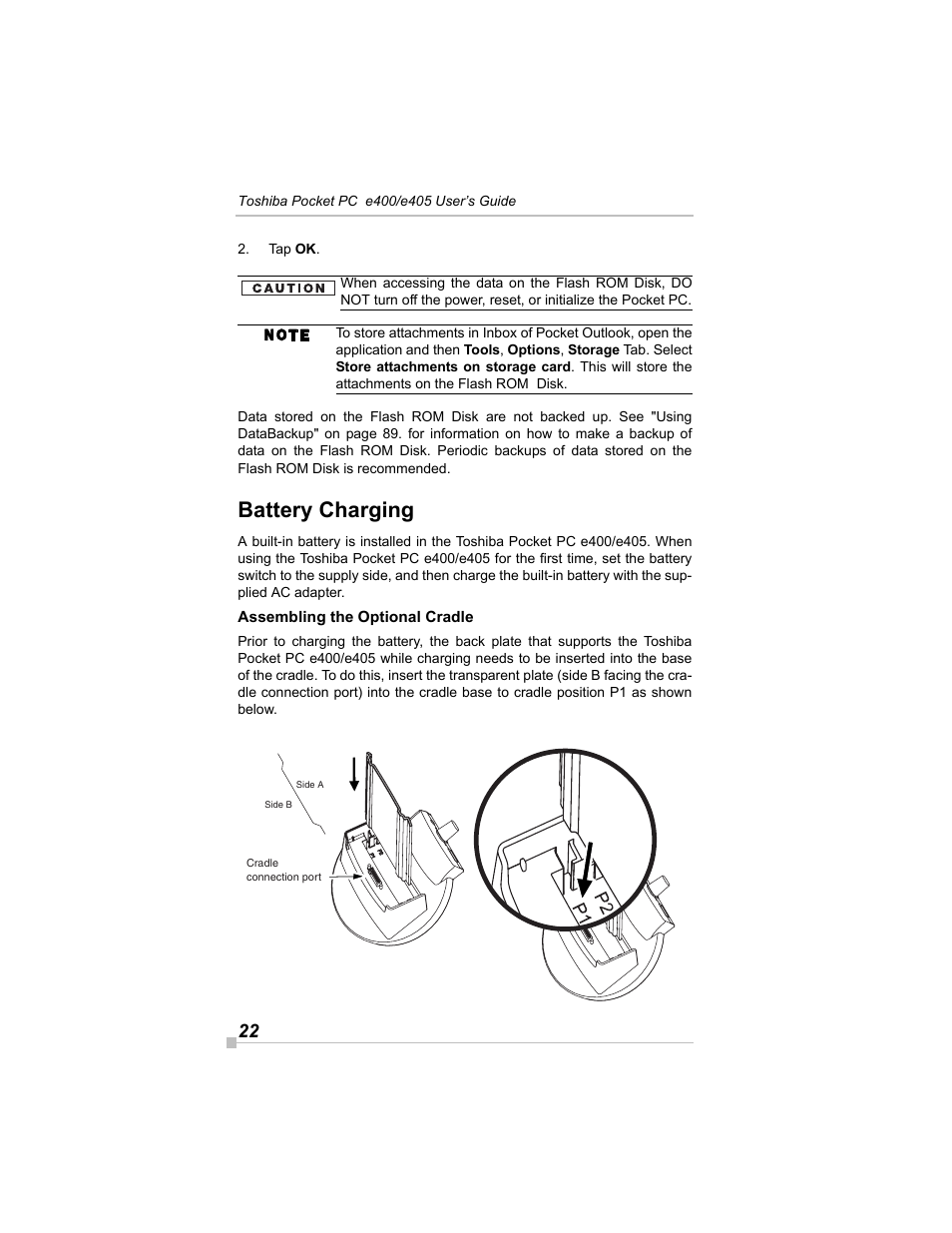 Battery charging | Toshiba e405 User Manual | Page 22 / 118