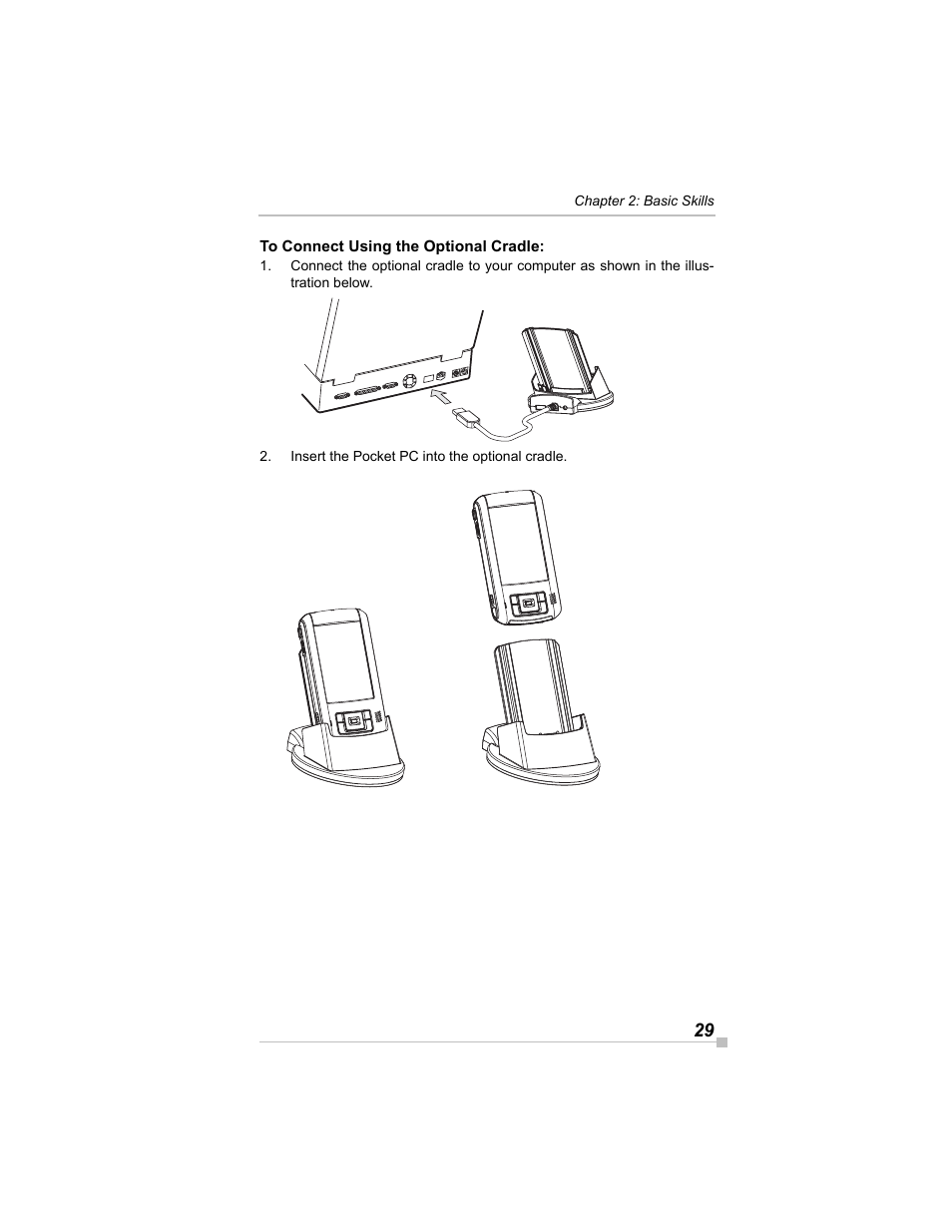To connect using the optional cradle | Toshiba e405 User Manual | Page 29 / 118