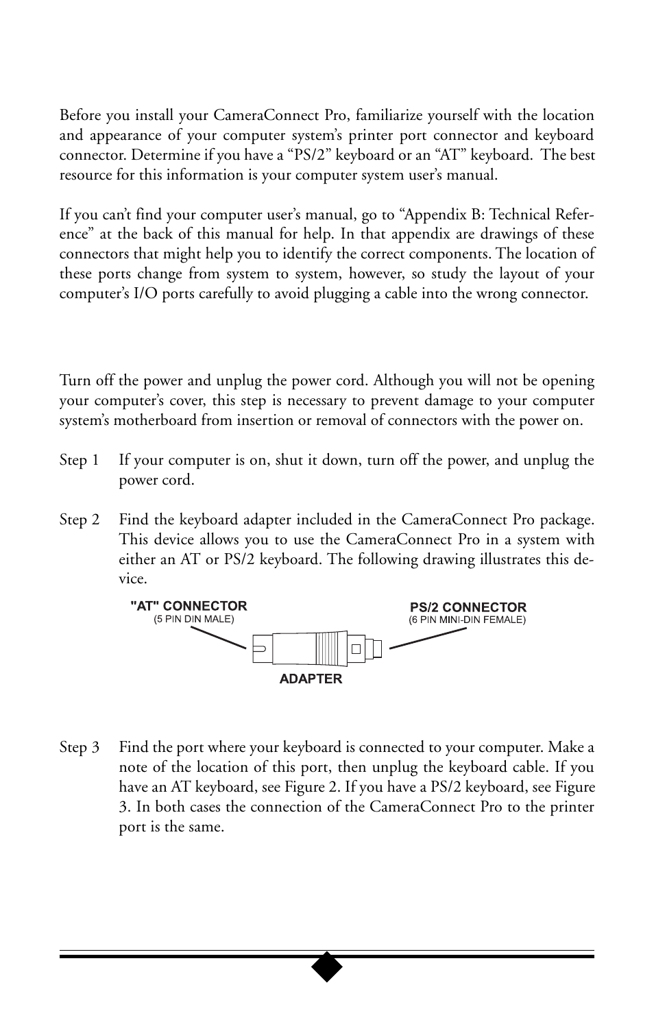 Getting started, Connecting the cameraconnect pro hardware | Toshiba Parallel Port Flash Card Reader User Manual | Page 5 / 33