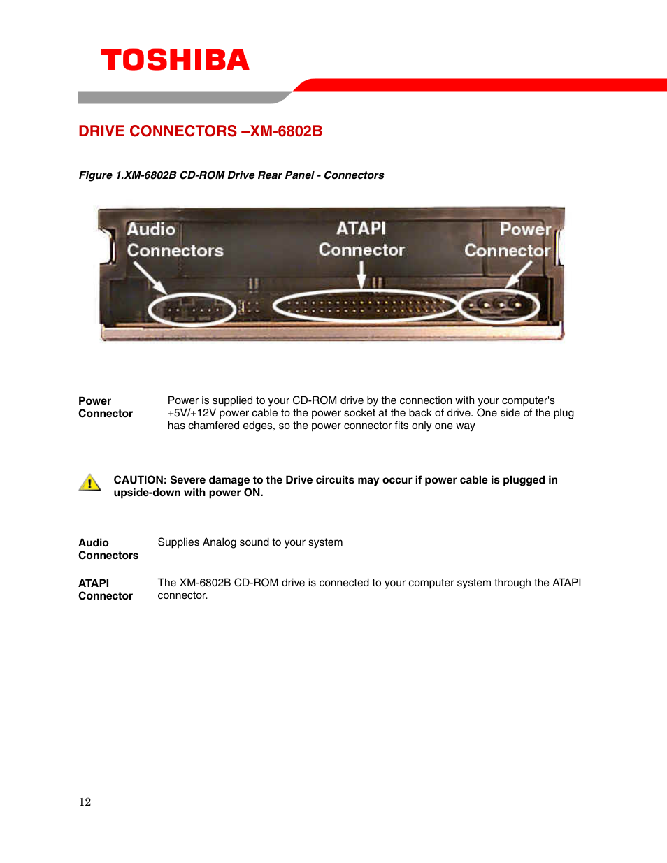 Drive connectors –xm-6802b | Toshiba XM-6802B User Manual | Page 14 / 15