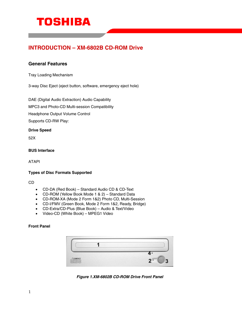 Introduction – xm-6802b cd-rom drive | Toshiba XM-6802B User Manual | Page 3 / 15