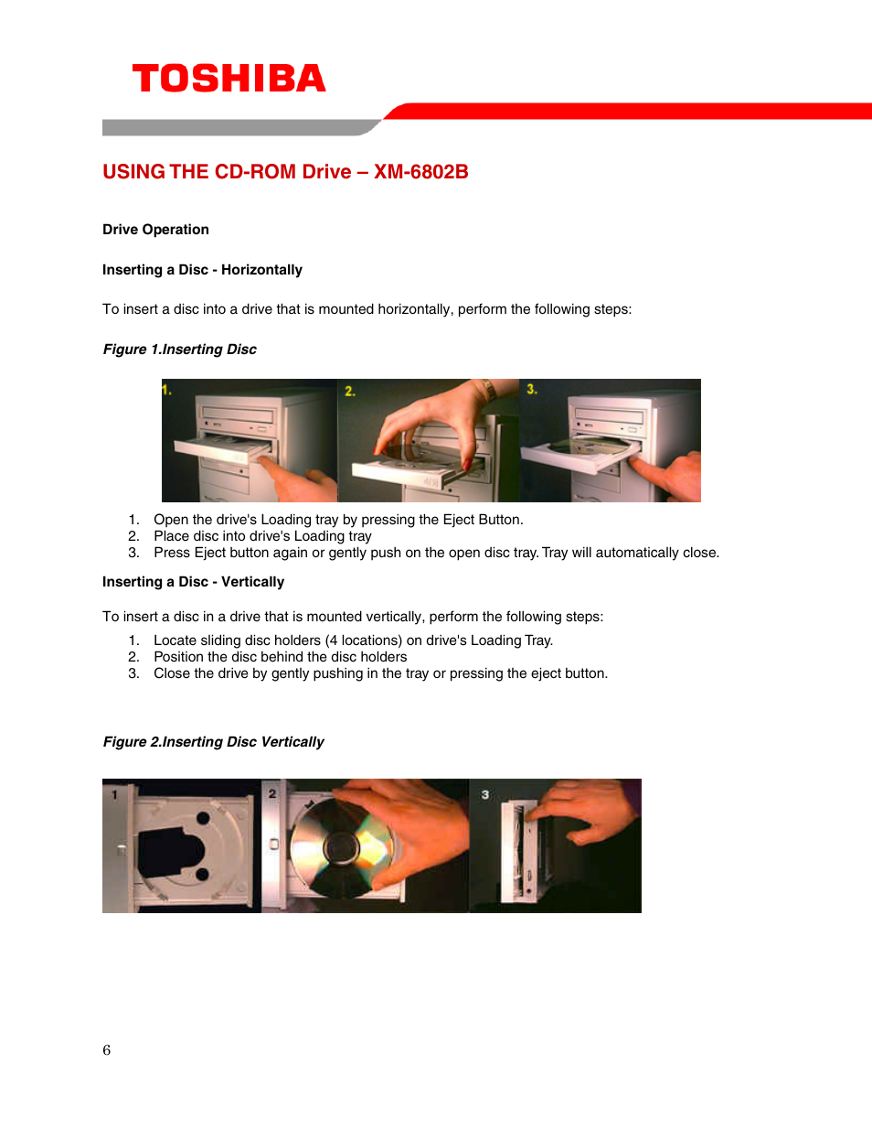 Using the cd-rom drive – xm-6802b | Toshiba XM-6802B User Manual | Page 8 / 15