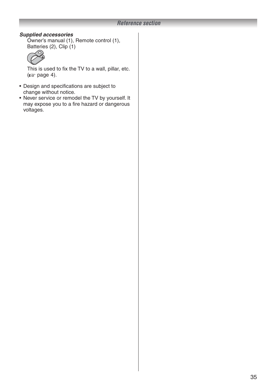 Toshiba 32A3500T User Manual | Page 35 / 36