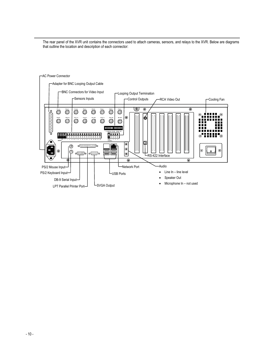 Rear panel connectors, 16 channel | Toshiba XVR4-120-X User Manual | Page 22 / 35