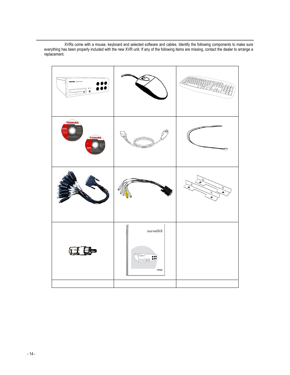 Identifying included components | Toshiba XVR4-120-X User Manual | Page 26 / 35