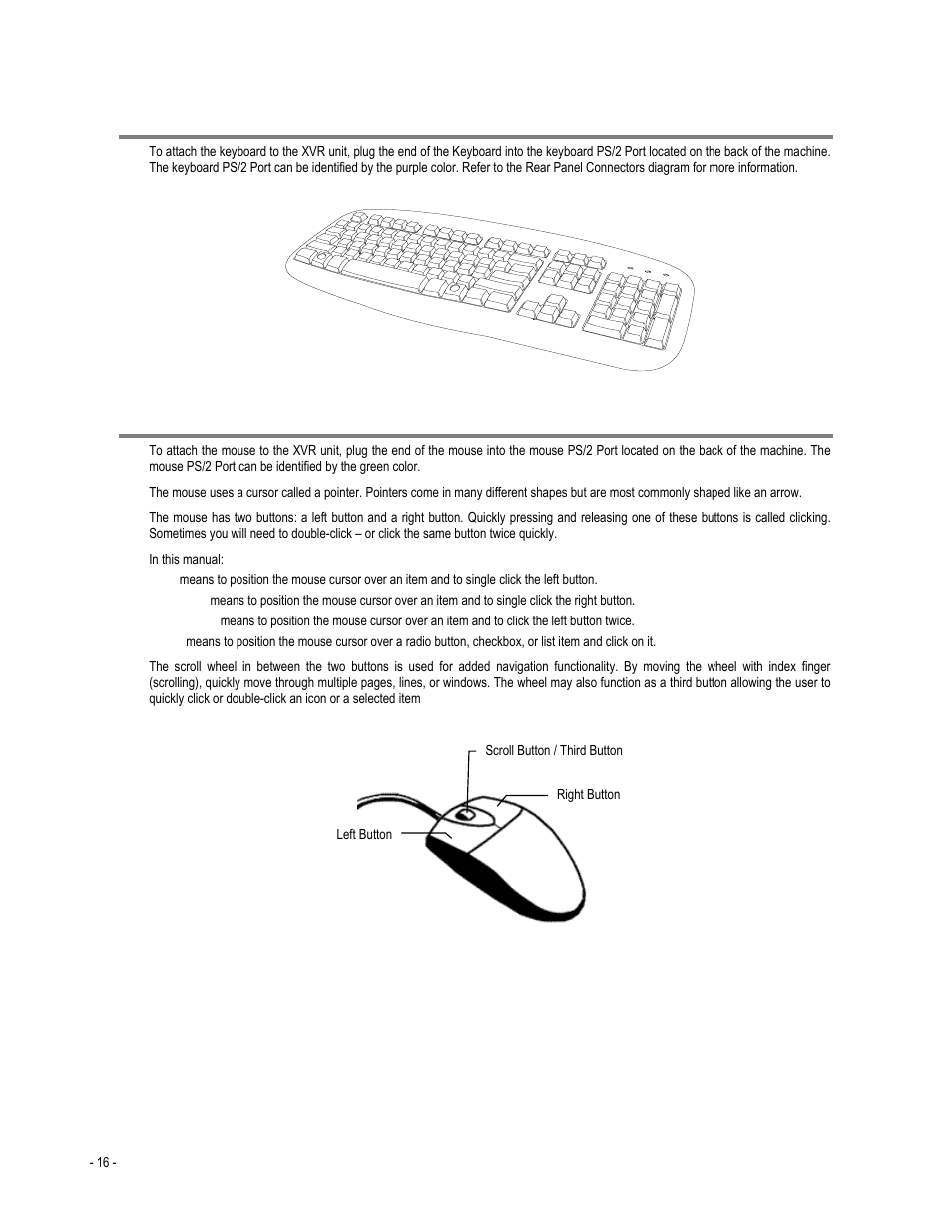 Keyboard setup, Mouse setup | Toshiba XVR4-120-X User Manual | Page 28 / 35