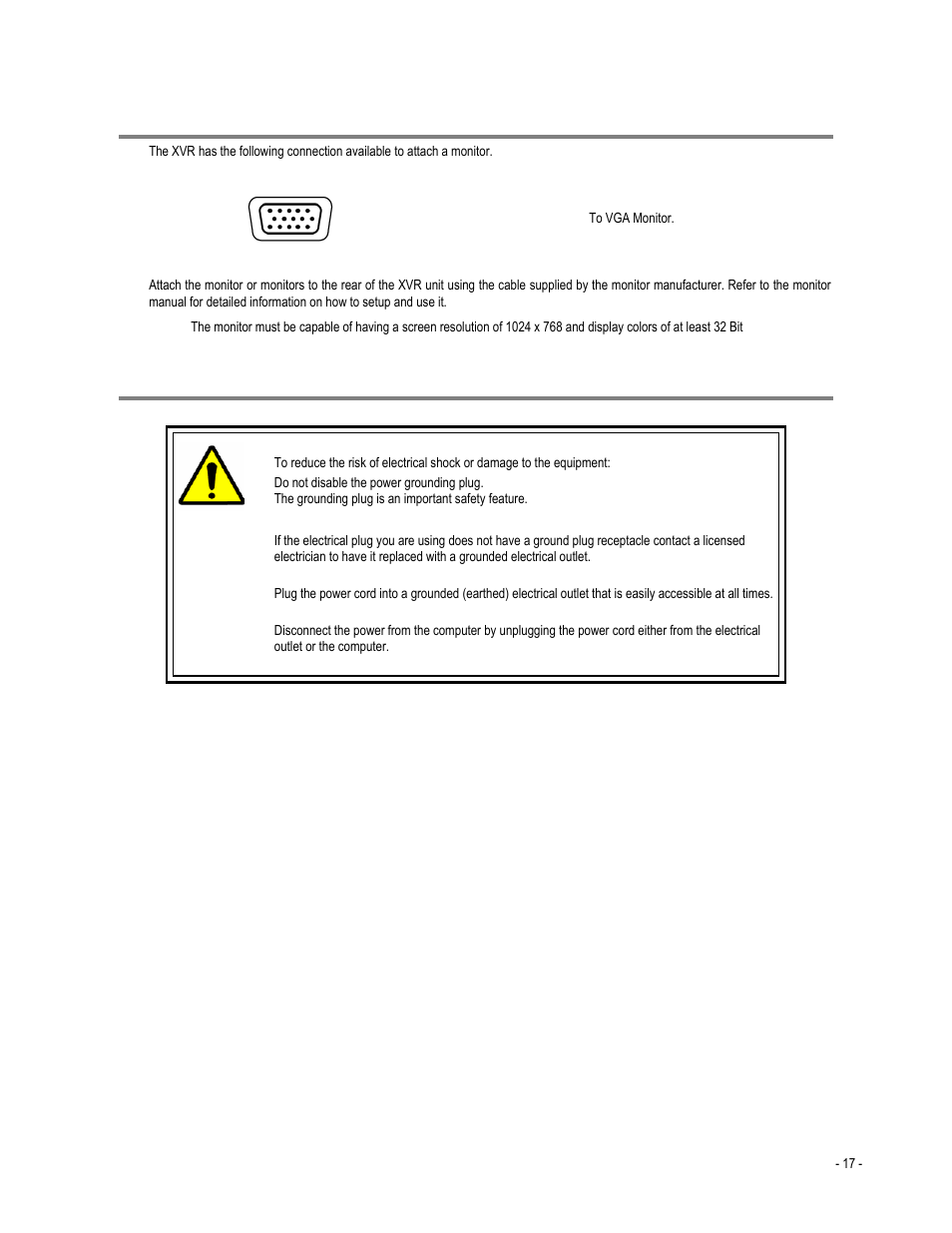 Monitor setup, Power setup | Toshiba XVR4-120-X User Manual | Page 29 / 35