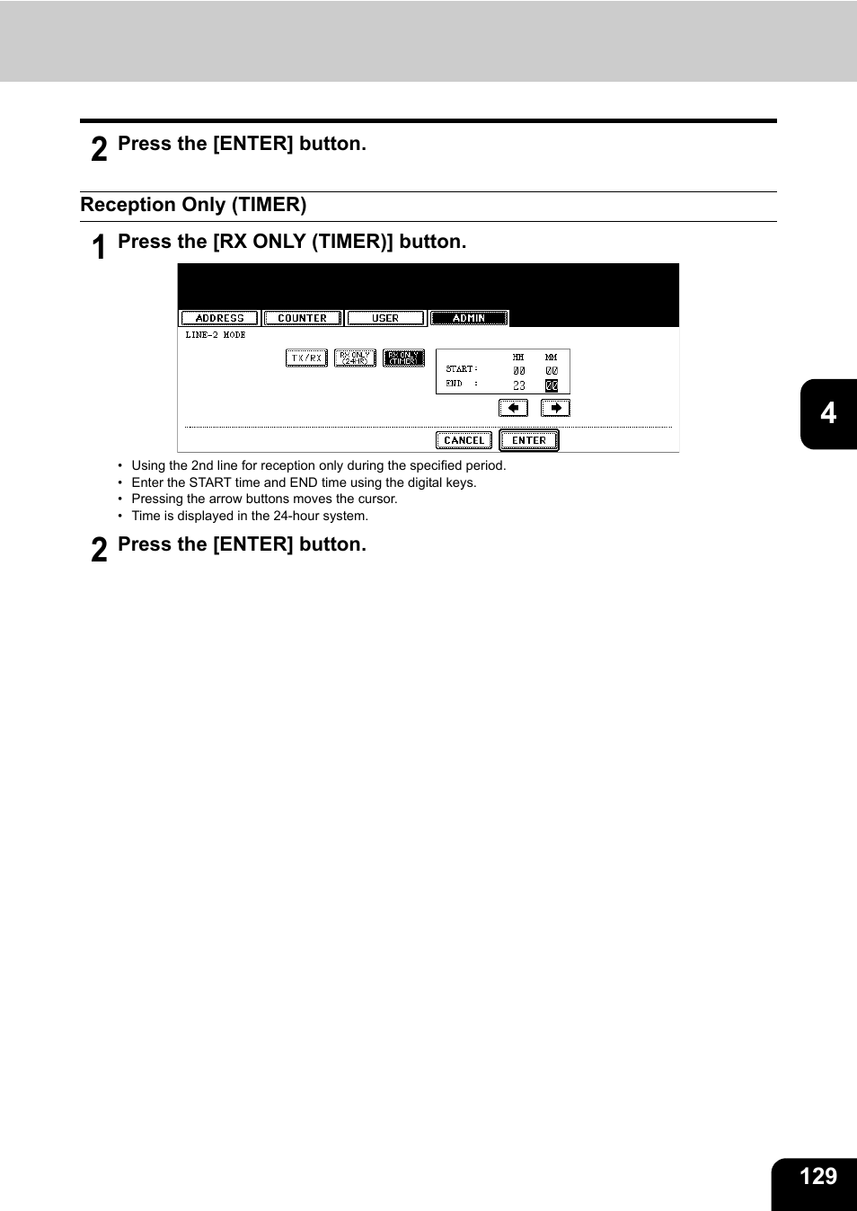 Reception only (timer) | Toshiba TEC B 452 User Manual | Page 131 / 184