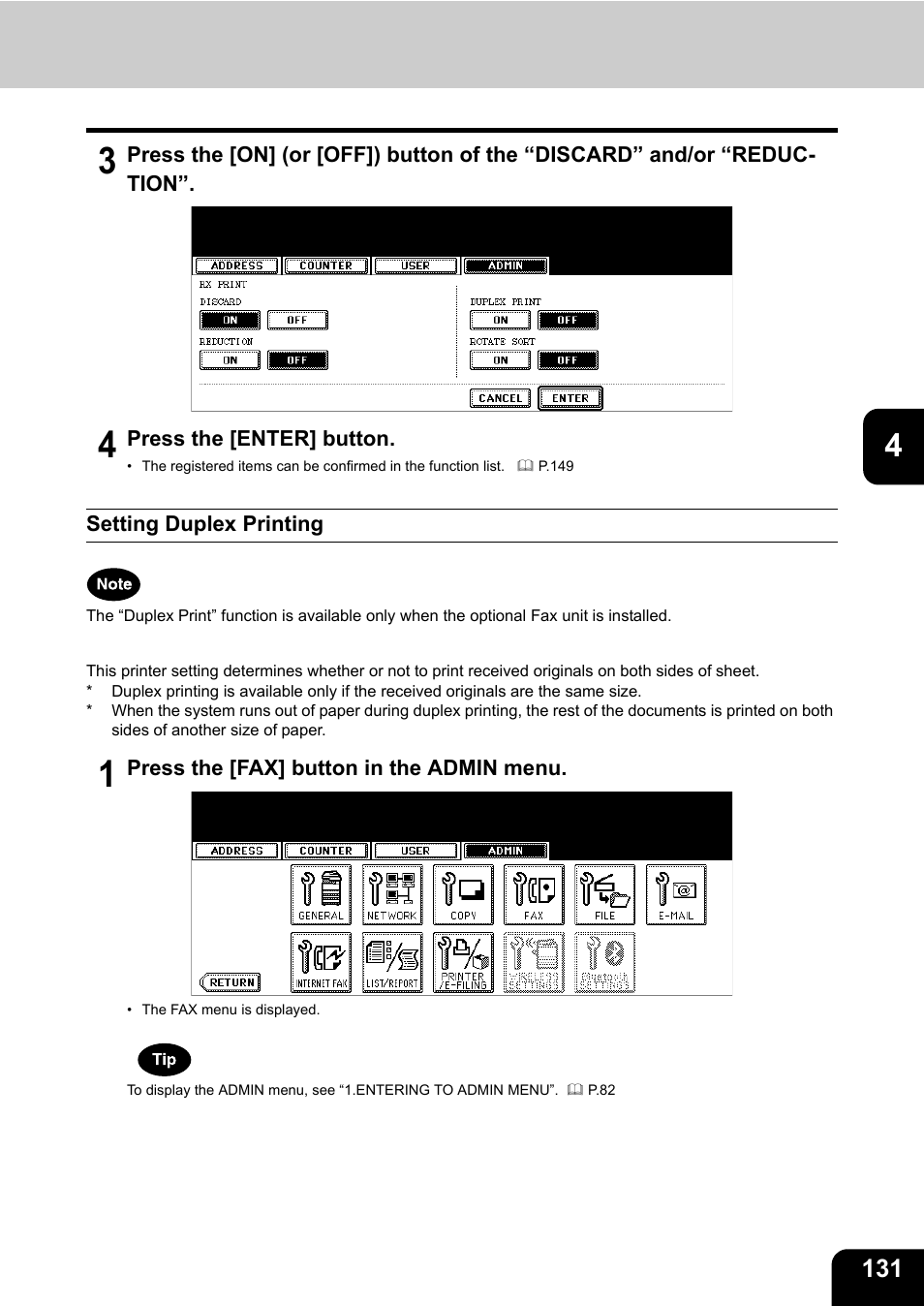 Setting duplex printing | Toshiba TEC B 452 User Manual | Page 133 / 184