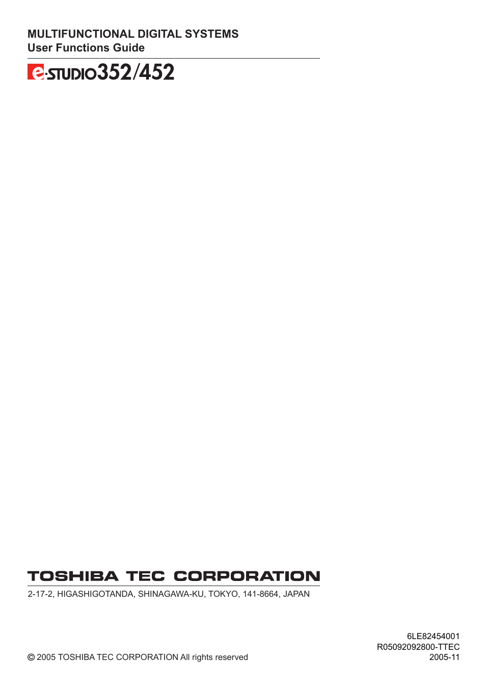 Toshiba TEC B 452 User Manual | Page 184 / 184