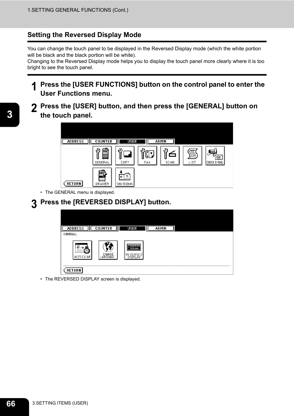 Setting the reversed display mode | Toshiba TEC B 452 User Manual | Page 68 / 184