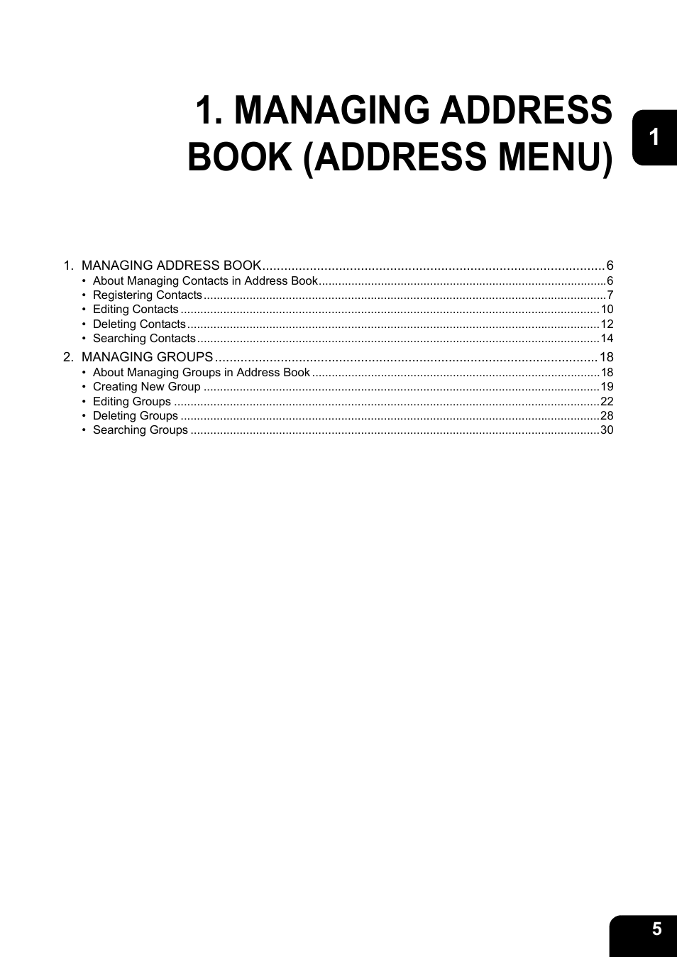 Managing address book (address menu) | Toshiba TEC B 452 User Manual | Page 7 / 184