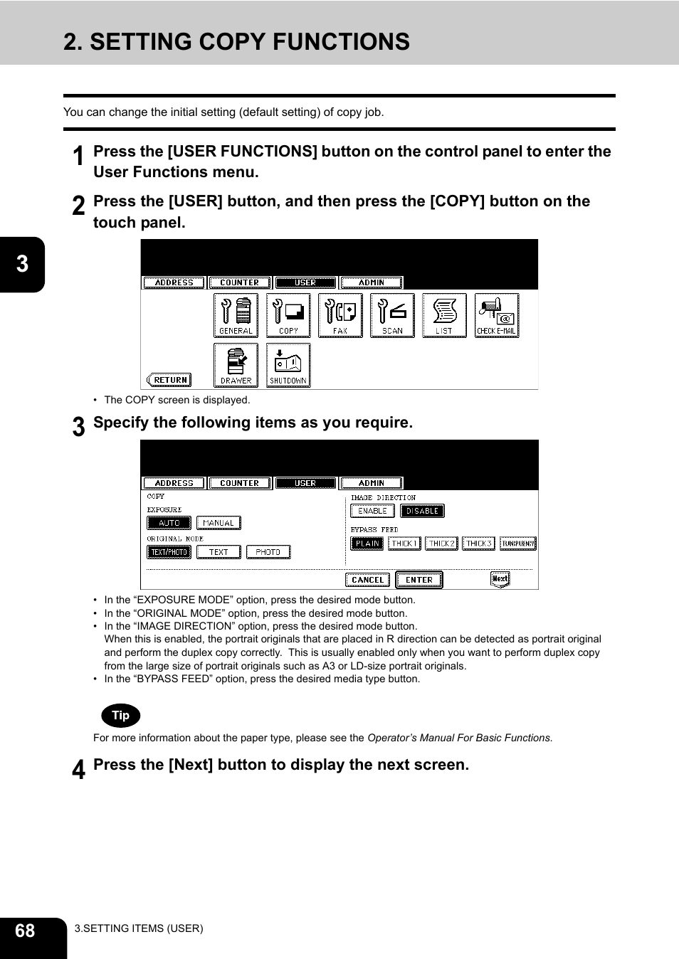 Setting copy functions | Toshiba TEC B 452 User Manual | Page 70 / 184