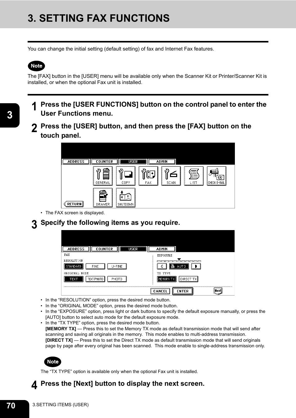 Setting fax functions | Toshiba TEC B 452 User Manual | Page 72 / 184