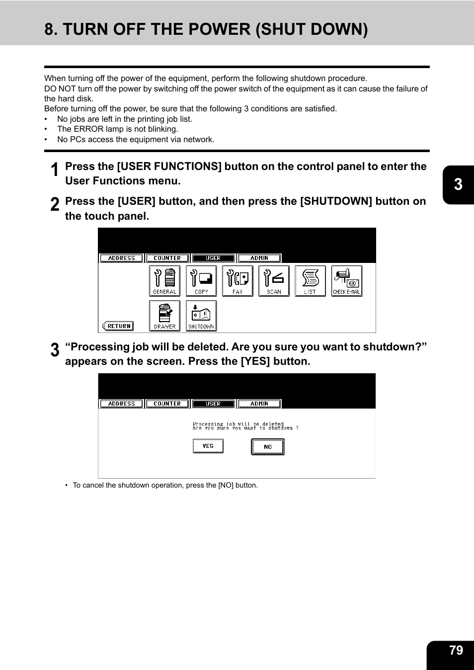 Turn off the power (shut down) | Toshiba TEC B 452 User Manual | Page 81 / 184