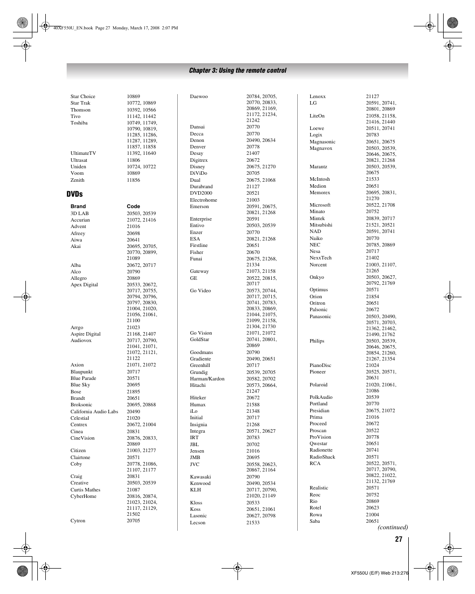 Dvds | Toshiba 2XF550U User Manual | Page 27 / 74