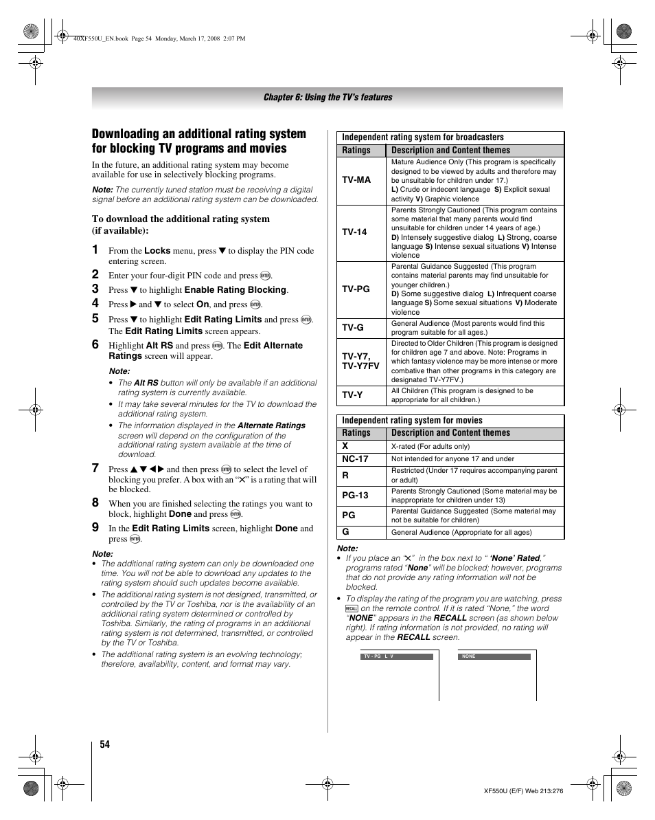 Toshiba 2XF550U User Manual | Page 54 / 74