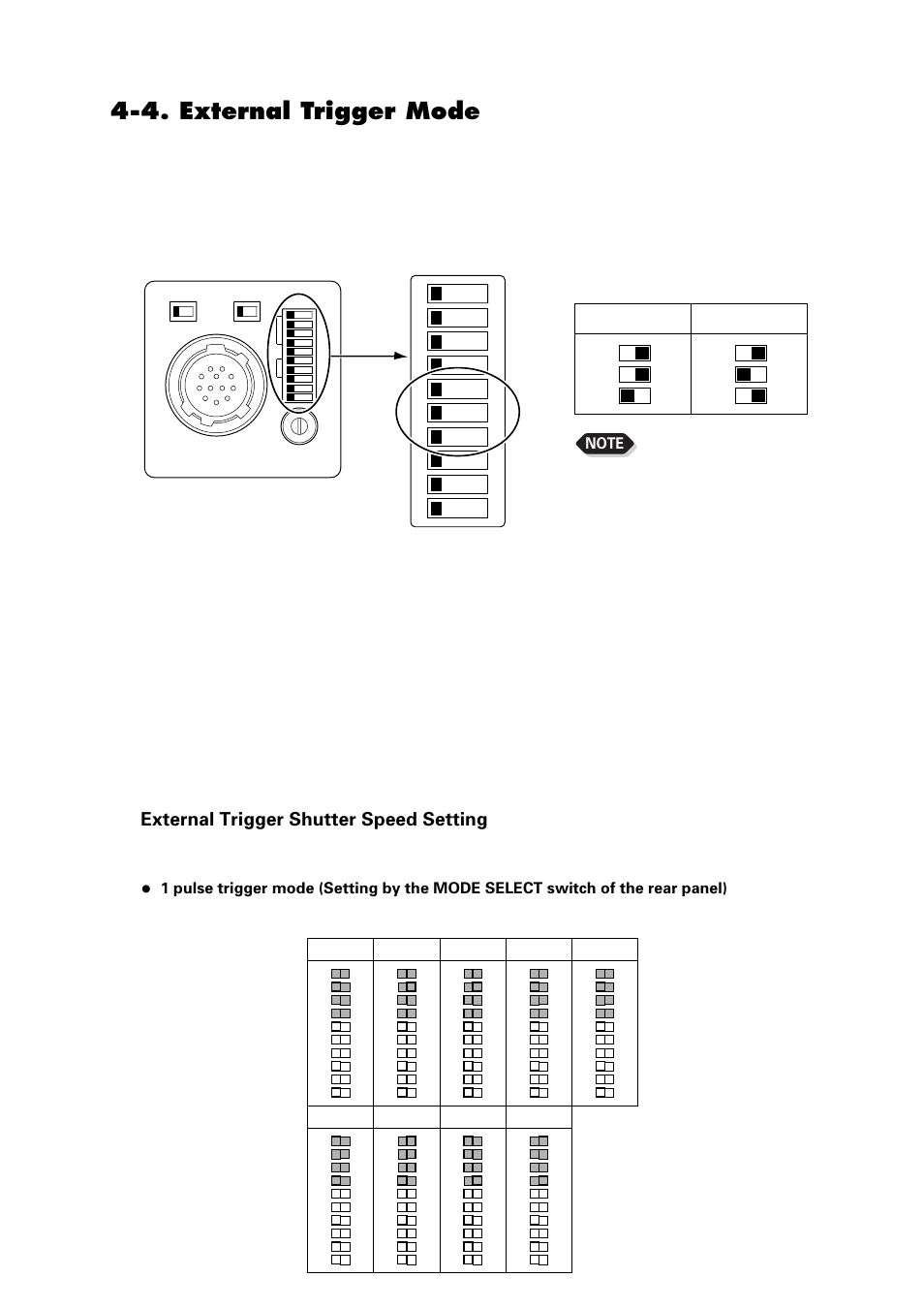 4. external trigger mode, External trigger shutter speed setting, Rear | Toshiba IK-52N User Manual | Page 10 / 22