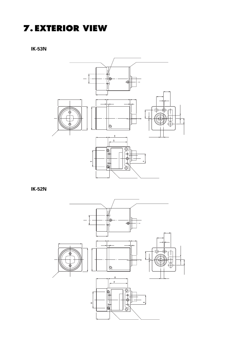 Exterior view, Ik-53n, Ik-52n | Toshiba IK-52N User Manual | Page 19 / 22