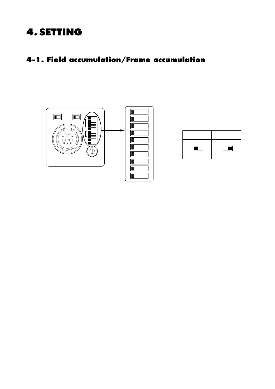 Setting, 1. field accumulation/frame accumulation, Rear | Toshiba IK-52N User Manual | Page 7 / 22