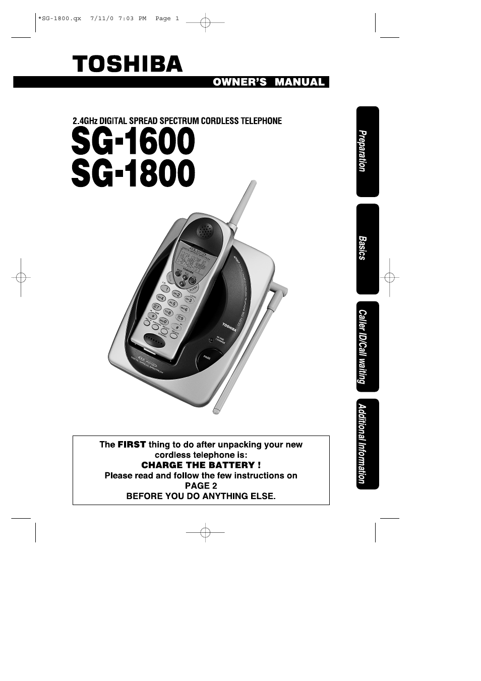 Toshiba SG-1800 User Manual | 42 pages