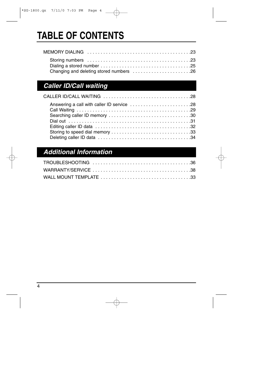 Toshiba SG-1800 User Manual | Page 4 / 42