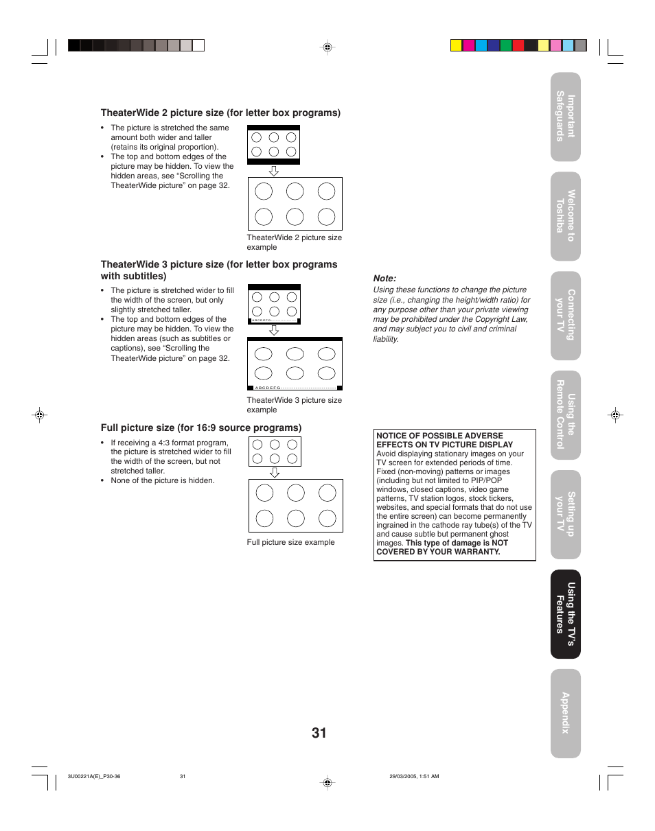 Toshiba 34HF85C User Manual | Page 31 / 44