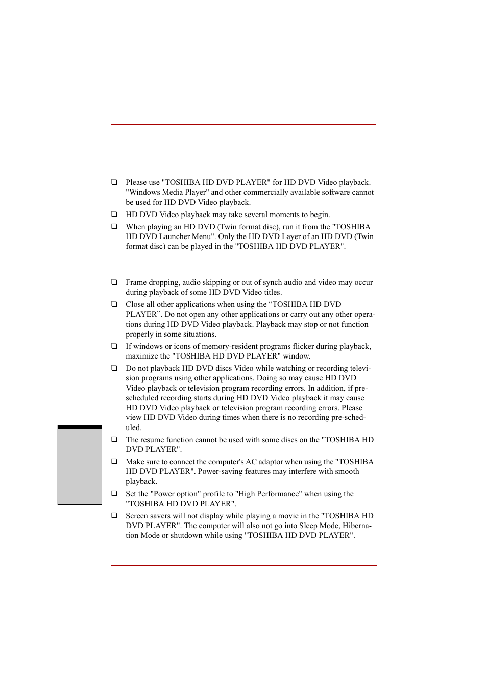 Notes on playing hd dvd video discs, Notes on playing hd dvd video discs -18, Hd dvd video discs | When using | Toshiba A210 User Manual | Page 118 / 276