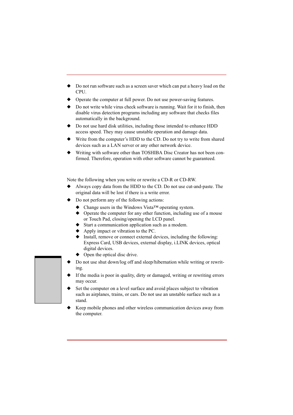 When writing or rewriting, When writing or rewriting -30 | Toshiba A210 User Manual | Page 130 / 276