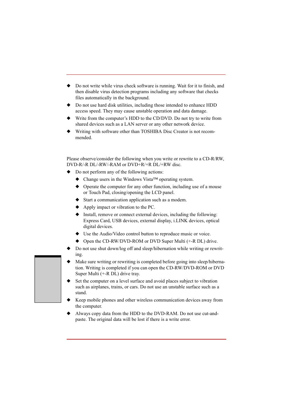 When writing or rewriting, When writing or rewriting -34 | Toshiba A210 User Manual | Page 134 / 276