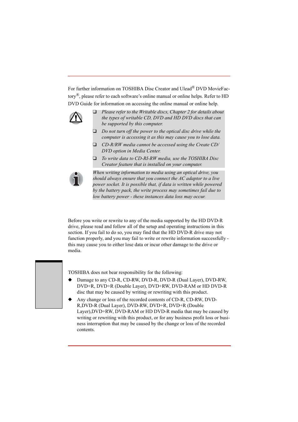 Important message | Toshiba A210 User Manual | Page 136 / 276