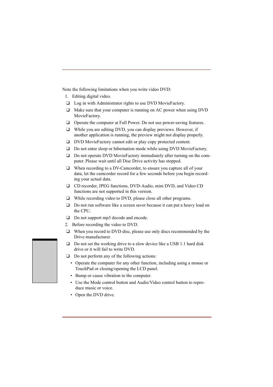 Important information for use | Toshiba A210 User Manual | Page 144 / 276
