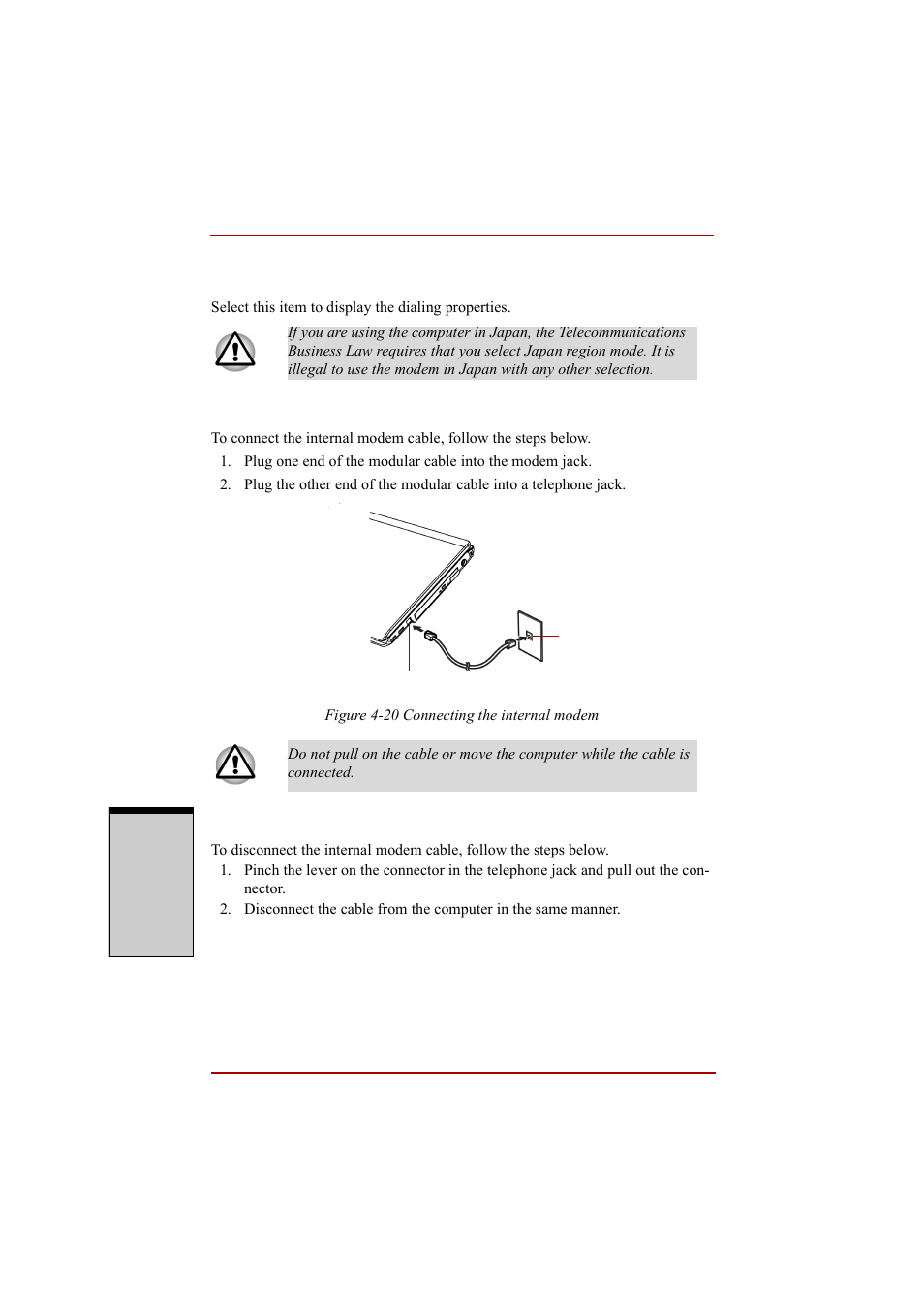 Dialing properties, Connecting, Disconnecting | Toshiba A210 User Manual | Page 152 / 276