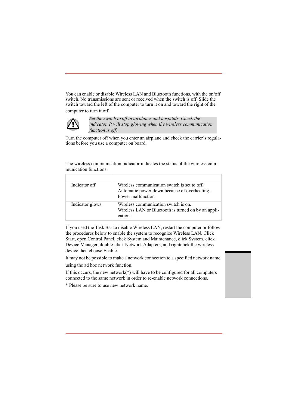 Wireless communication switch, Wireless communication indicator | Toshiba A210 User Manual | Page 155 / 276