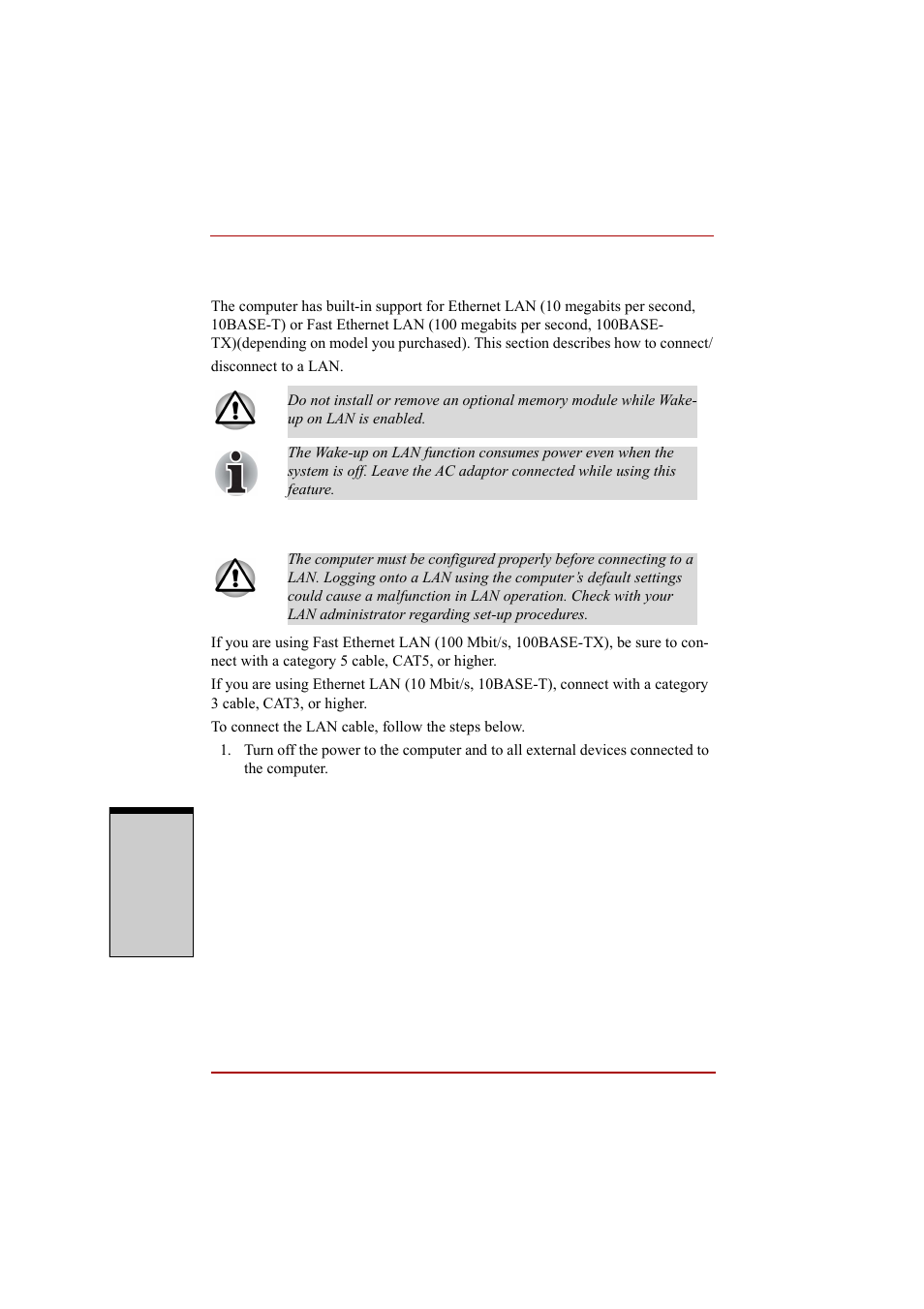 Connecting lan cable, Lan -56, Connecting lan cable -56 | Toshiba A210 User Manual | Page 156 / 276