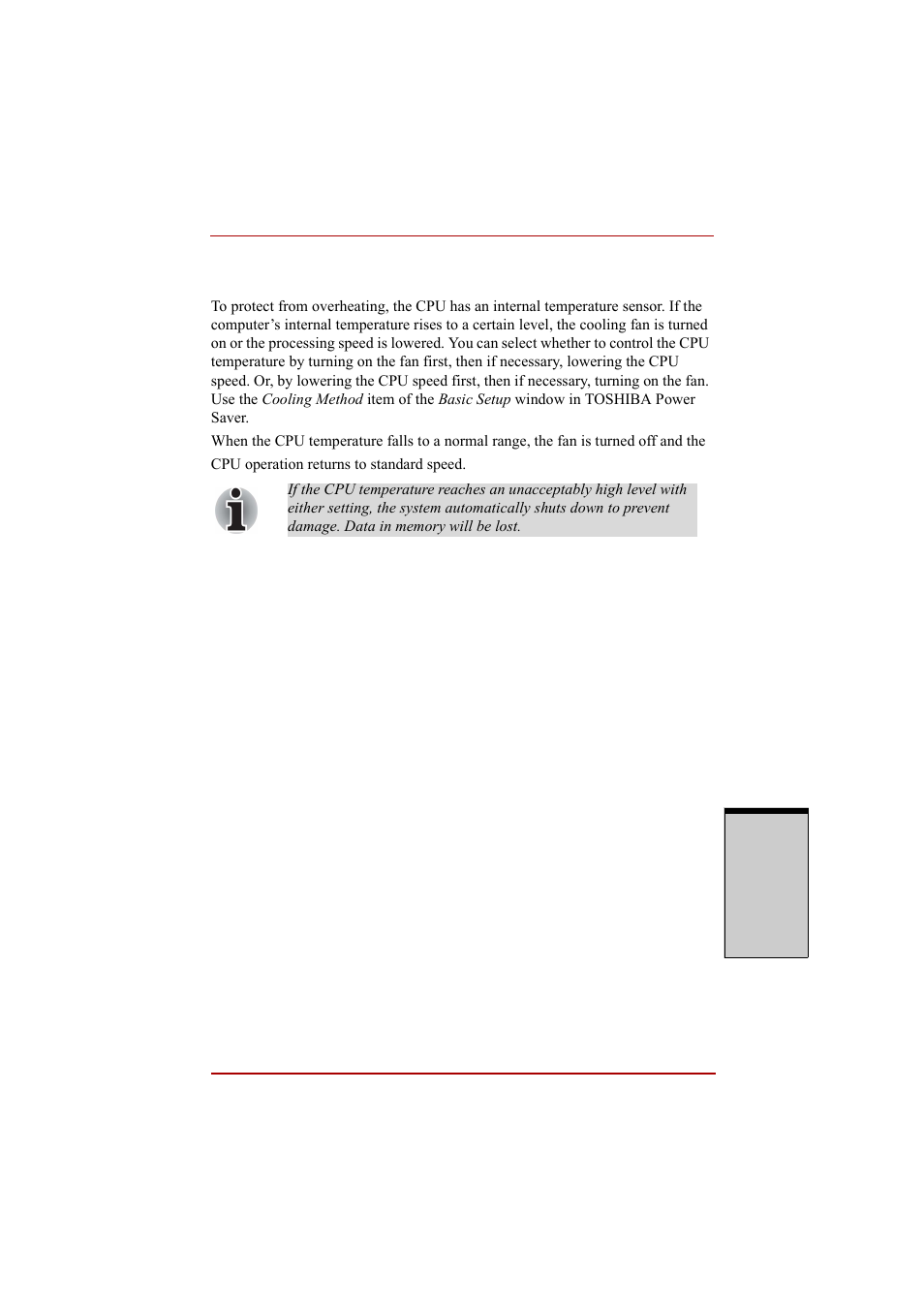 Heat dispersal, Heat dispersal -59 | Toshiba A210 User Manual | Page 159 / 276