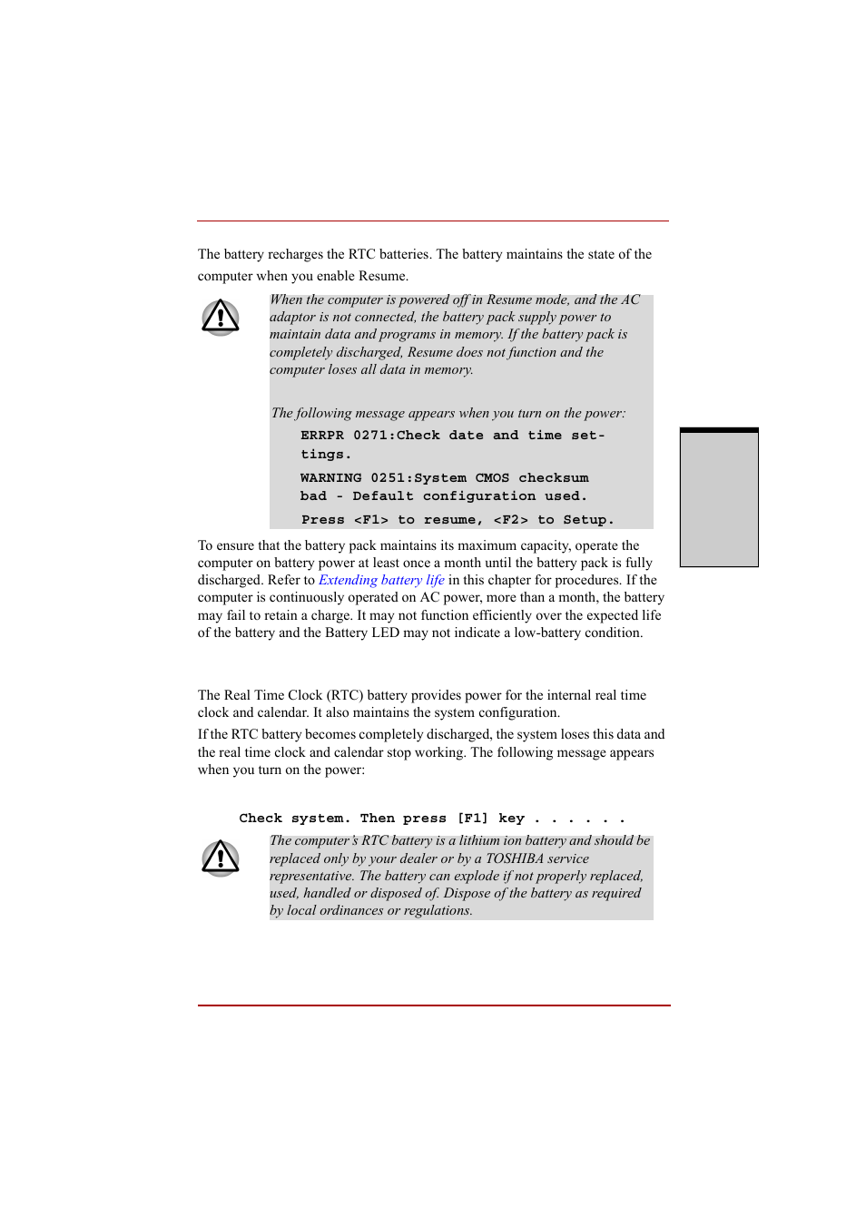 Real time clock battery, Real time clock battery -5 | Toshiba A210 User Manual | Page 175 / 276
