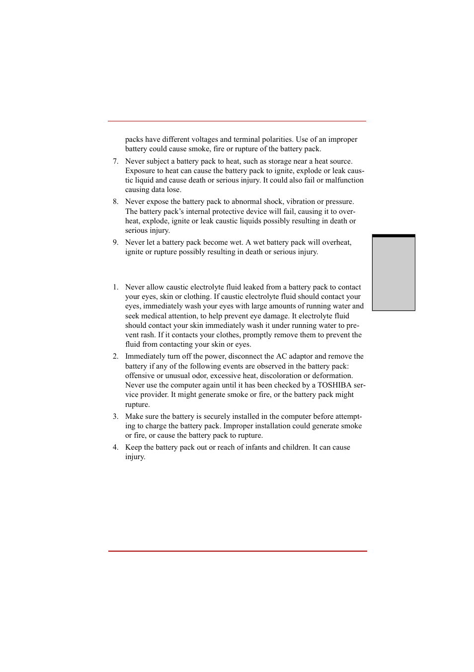 Warning | Toshiba A210 User Manual | Page 177 / 276