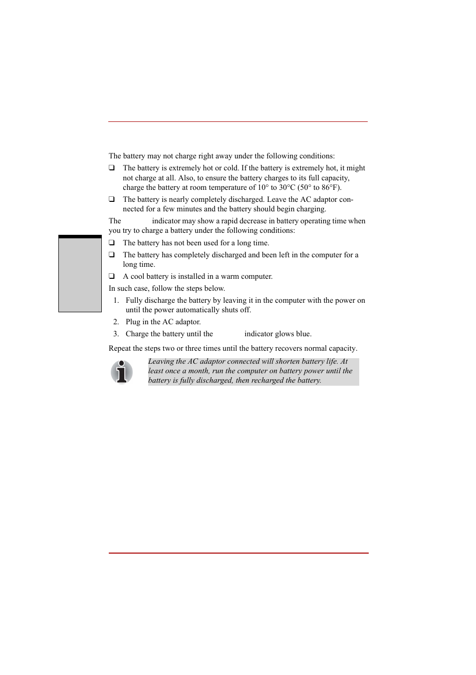 Battery charging notice | Toshiba A210 User Manual | Page 180 / 276