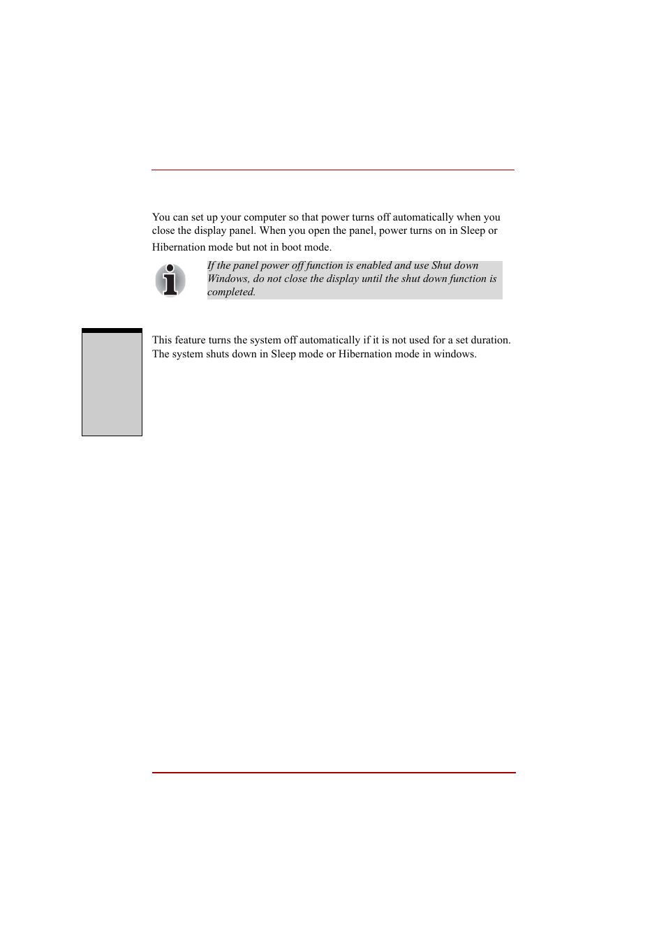 Panel power on/off, System auto off, Panel power on/off -18 system auto off -18 | Toshiba A210 User Manual | Page 188 / 276