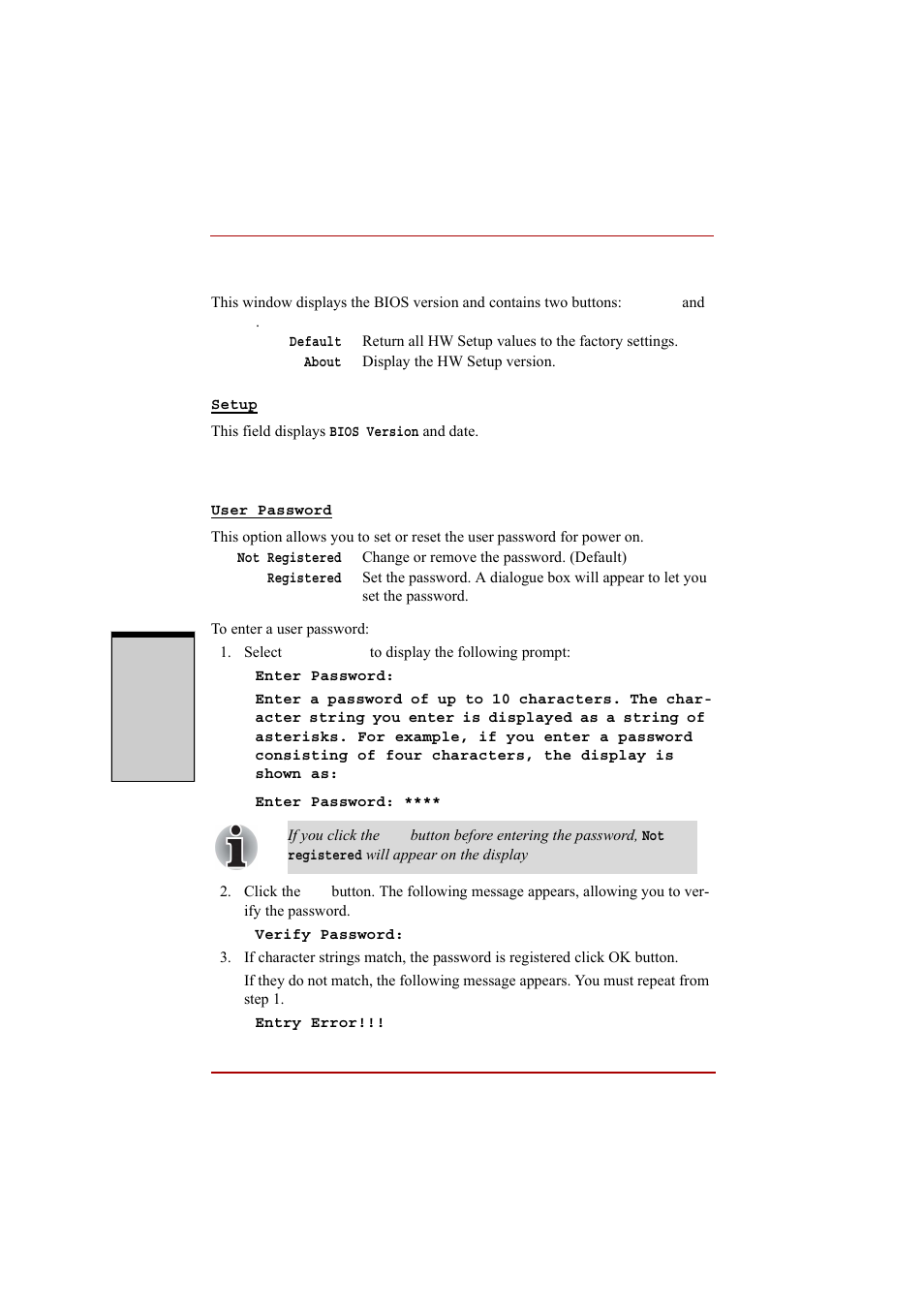 General, Password | Toshiba A210 User Manual | Page 190 / 276